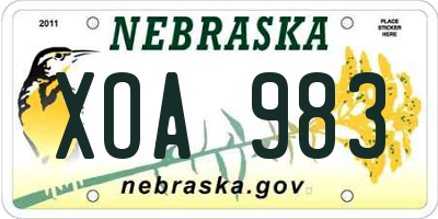 NE license plate XOA983