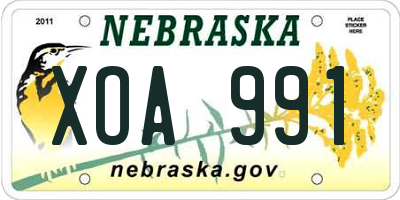 NE license plate XOA991