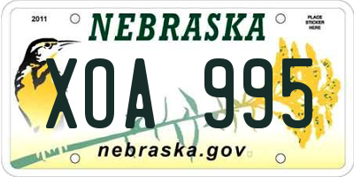 NE license plate XOA995