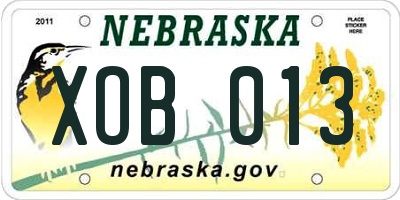 NE license plate XOB013
