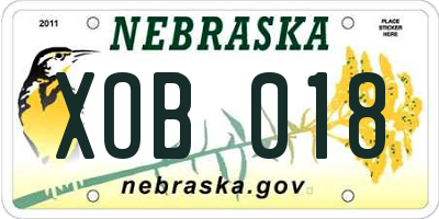 NE license plate XOB018