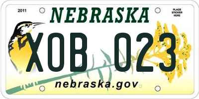 NE license plate XOB023