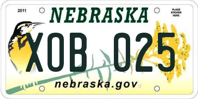 NE license plate XOB025
