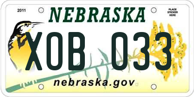 NE license plate XOB033