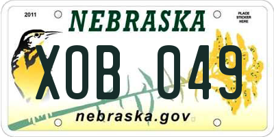 NE license plate XOB049
