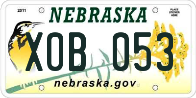 NE license plate XOB053