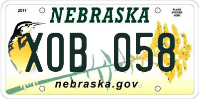 NE license plate XOB058