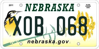 NE license plate XOB068