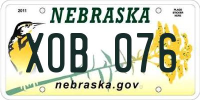 NE license plate XOB076