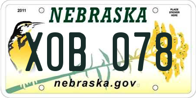 NE license plate XOB078