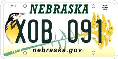 NE license plate XOB091