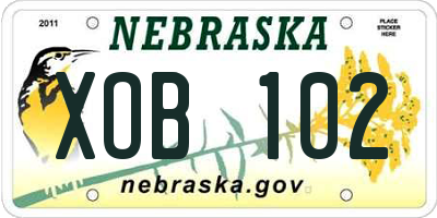 NE license plate XOB102