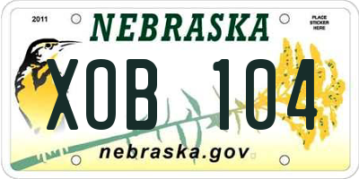 NE license plate XOB104