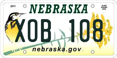 NE license plate XOB108