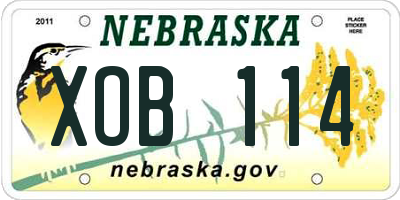 NE license plate XOB114
