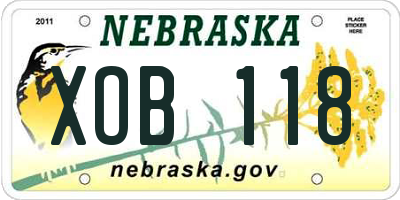 NE license plate XOB118