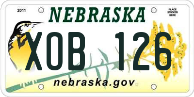 NE license plate XOB126
