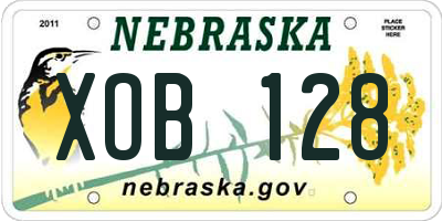 NE license plate XOB128