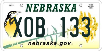 NE license plate XOB133