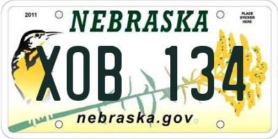 NE license plate XOB134