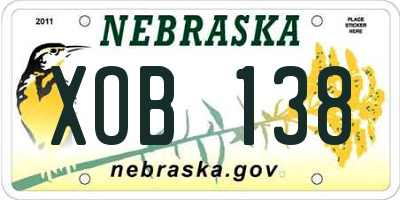 NE license plate XOB138