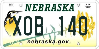 NE license plate XOB140