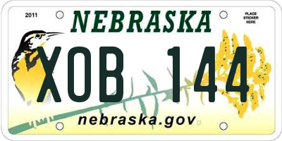 NE license plate XOB144