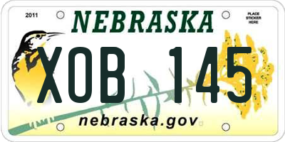 NE license plate XOB145