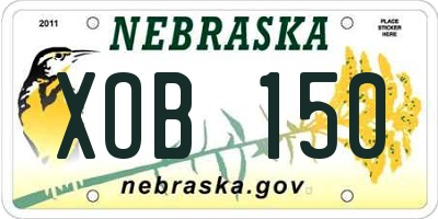 NE license plate XOB150
