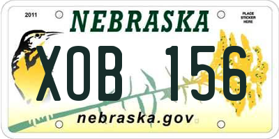 NE license plate XOB156