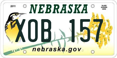 NE license plate XOB157