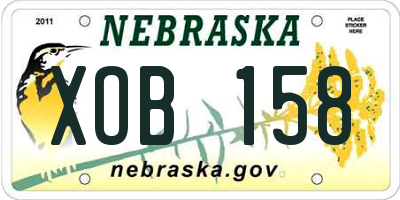 NE license plate XOB158