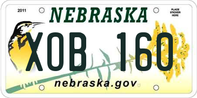 NE license plate XOB160