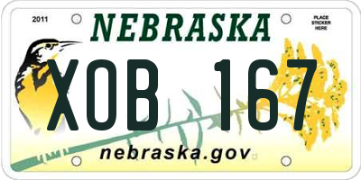 NE license plate XOB167