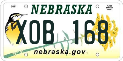 NE license plate XOB168
