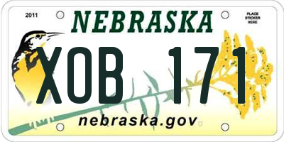 NE license plate XOB171