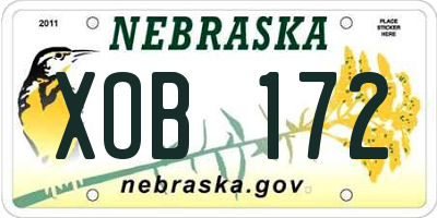 NE license plate XOB172