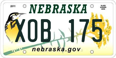 NE license plate XOB175