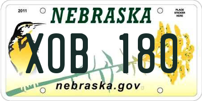NE license plate XOB180