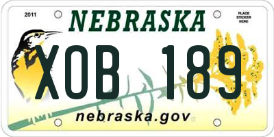 NE license plate XOB189