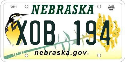 NE license plate XOB194