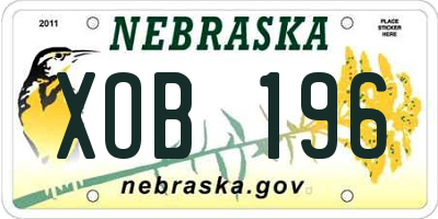 NE license plate XOB196