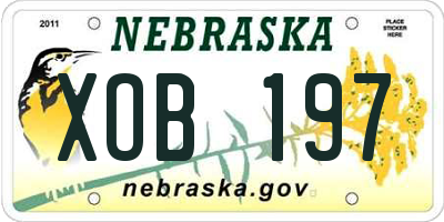 NE license plate XOB197