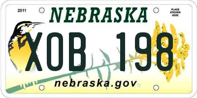 NE license plate XOB198