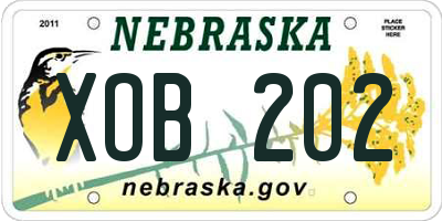 NE license plate XOB202