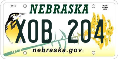 NE license plate XOB204