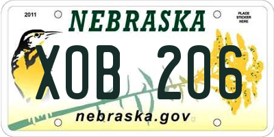 NE license plate XOB206