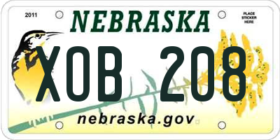NE license plate XOB208