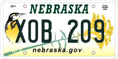 NE license plate XOB209