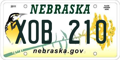 NE license plate XOB210
